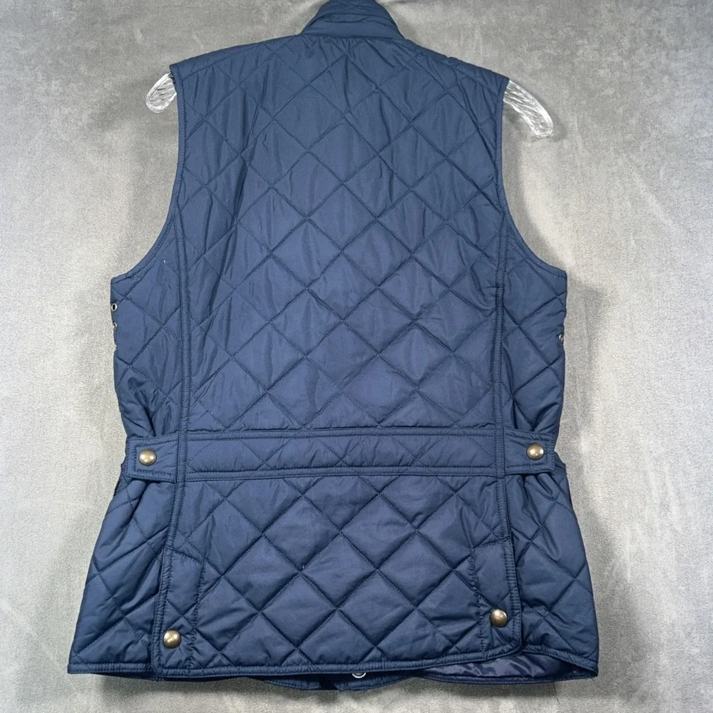 Polo Ralph Lauren Mens Diamond Quilted Navy Vest Leather Trim S Corduroy Collar